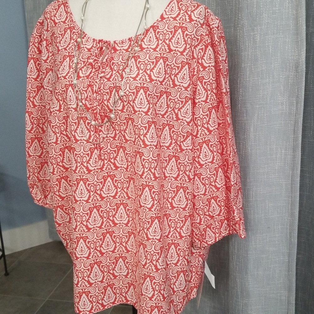Rebecca Malone blouse, tie neckline NWT